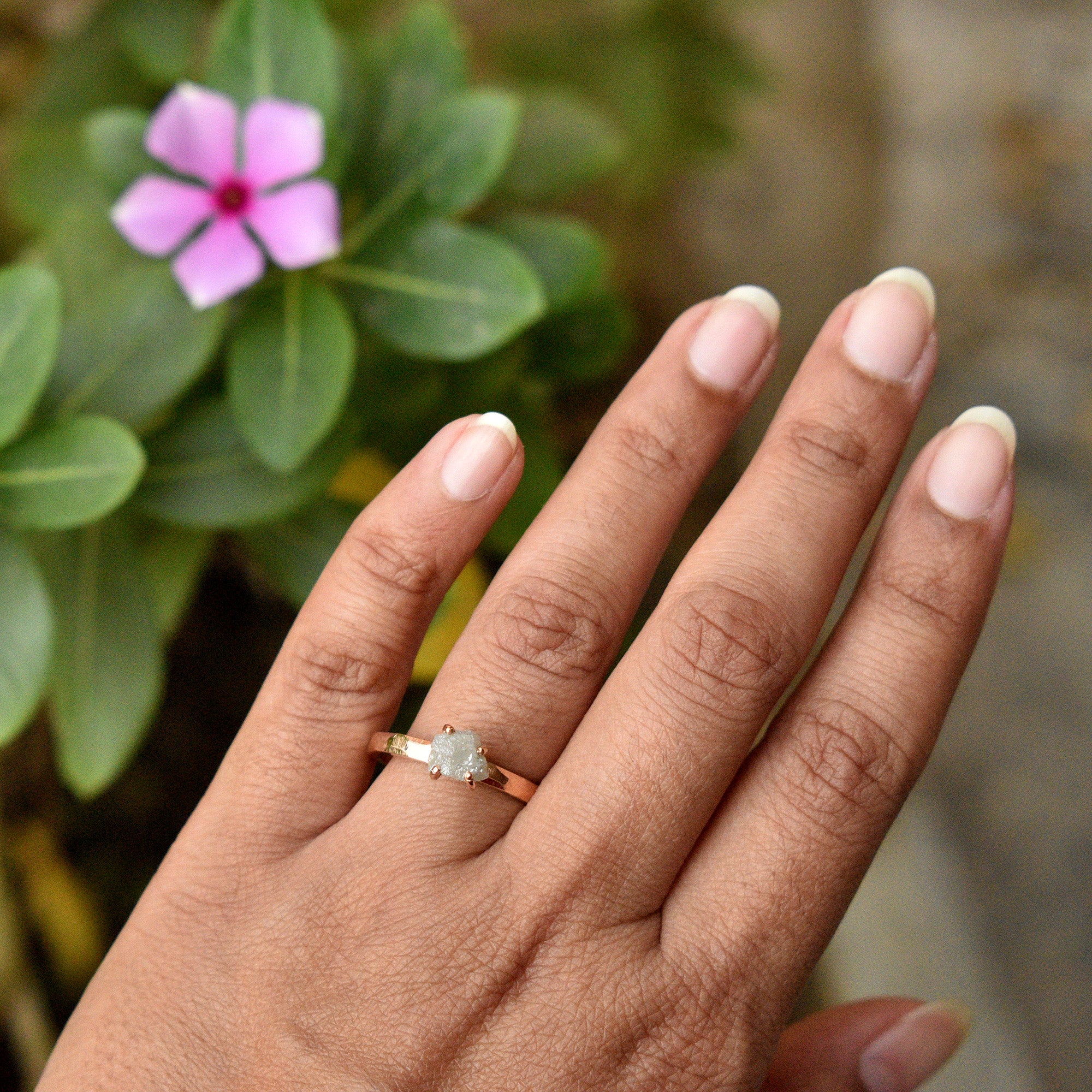 1 Carat Raw Diamond Rustic Engagement Ring