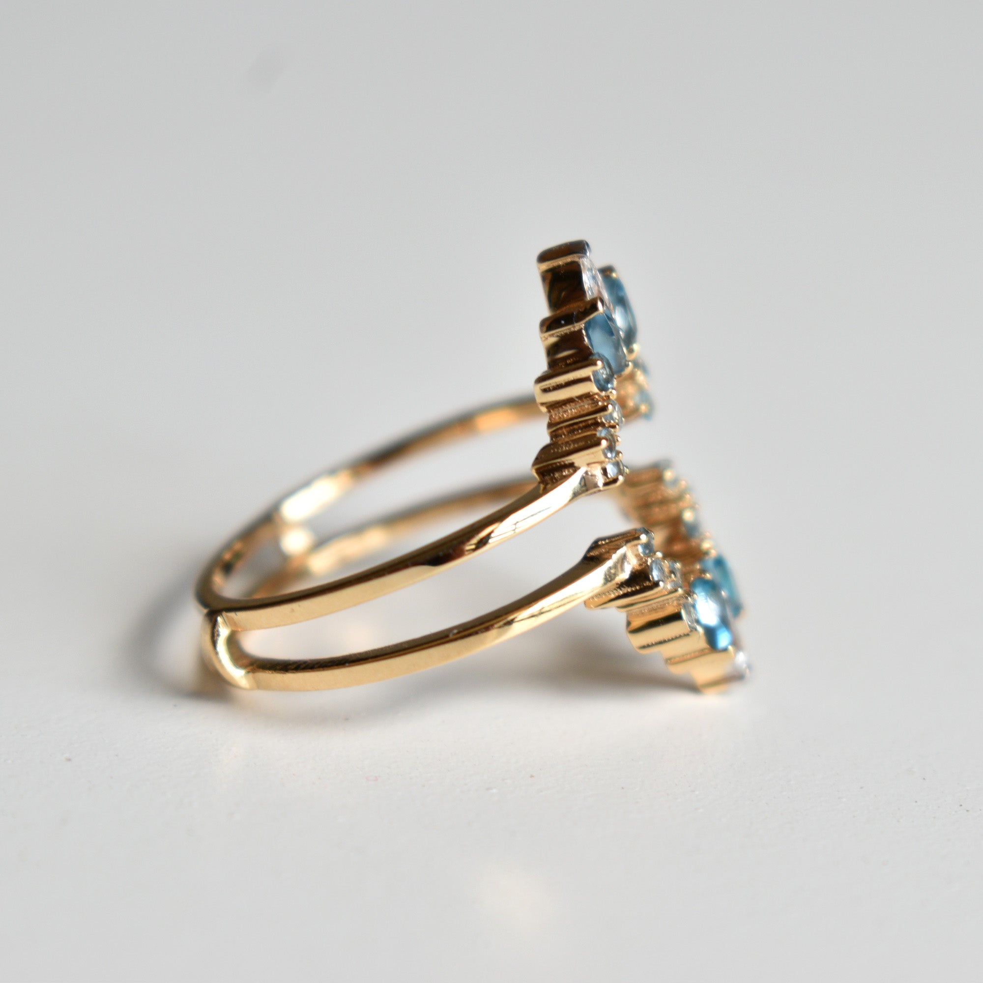 Natural Blue Topaz and Diamond Ring Guard