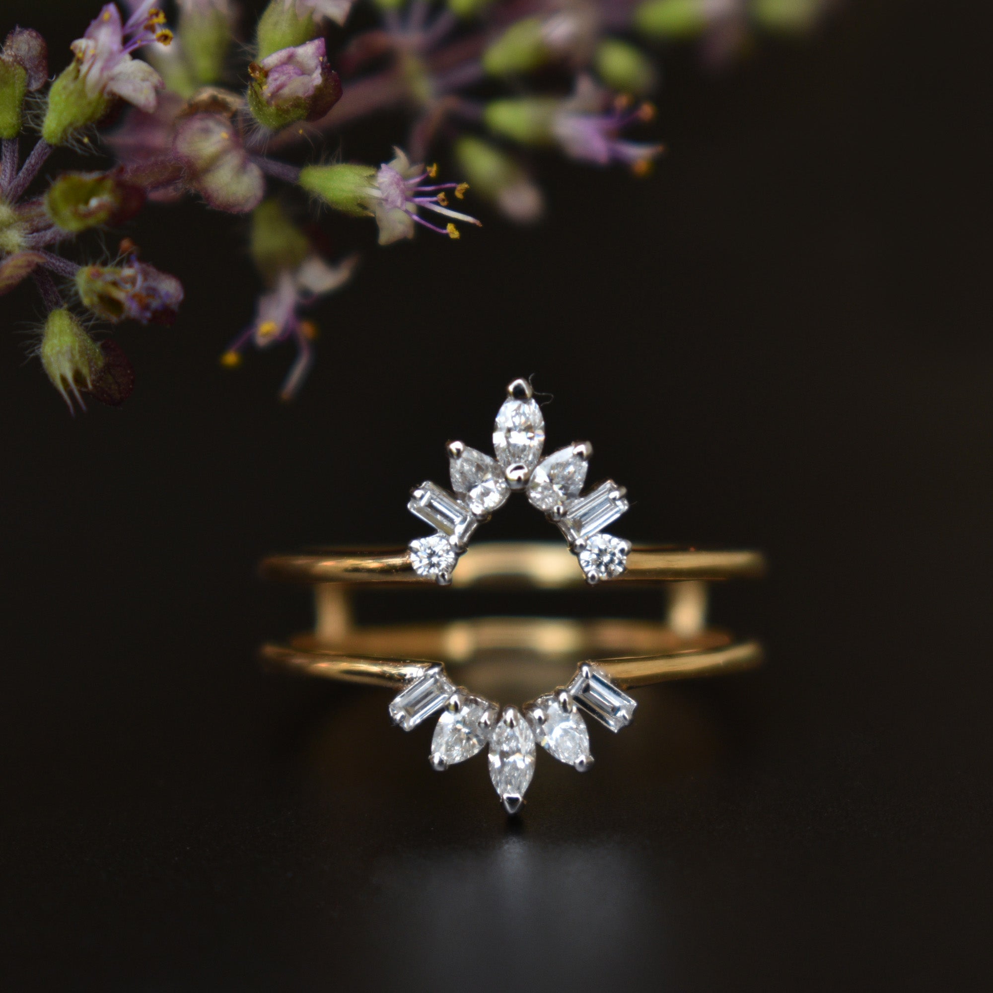 Fancy Cut Diamond Ring Wrap for Pear Solitaire Engagement Ring