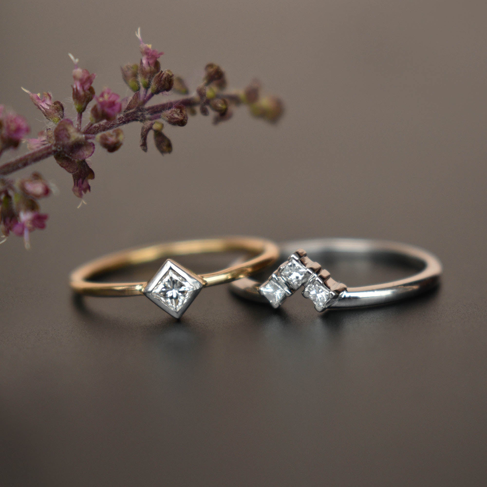 Princess Diamond Engagement & Wedding Ring Set