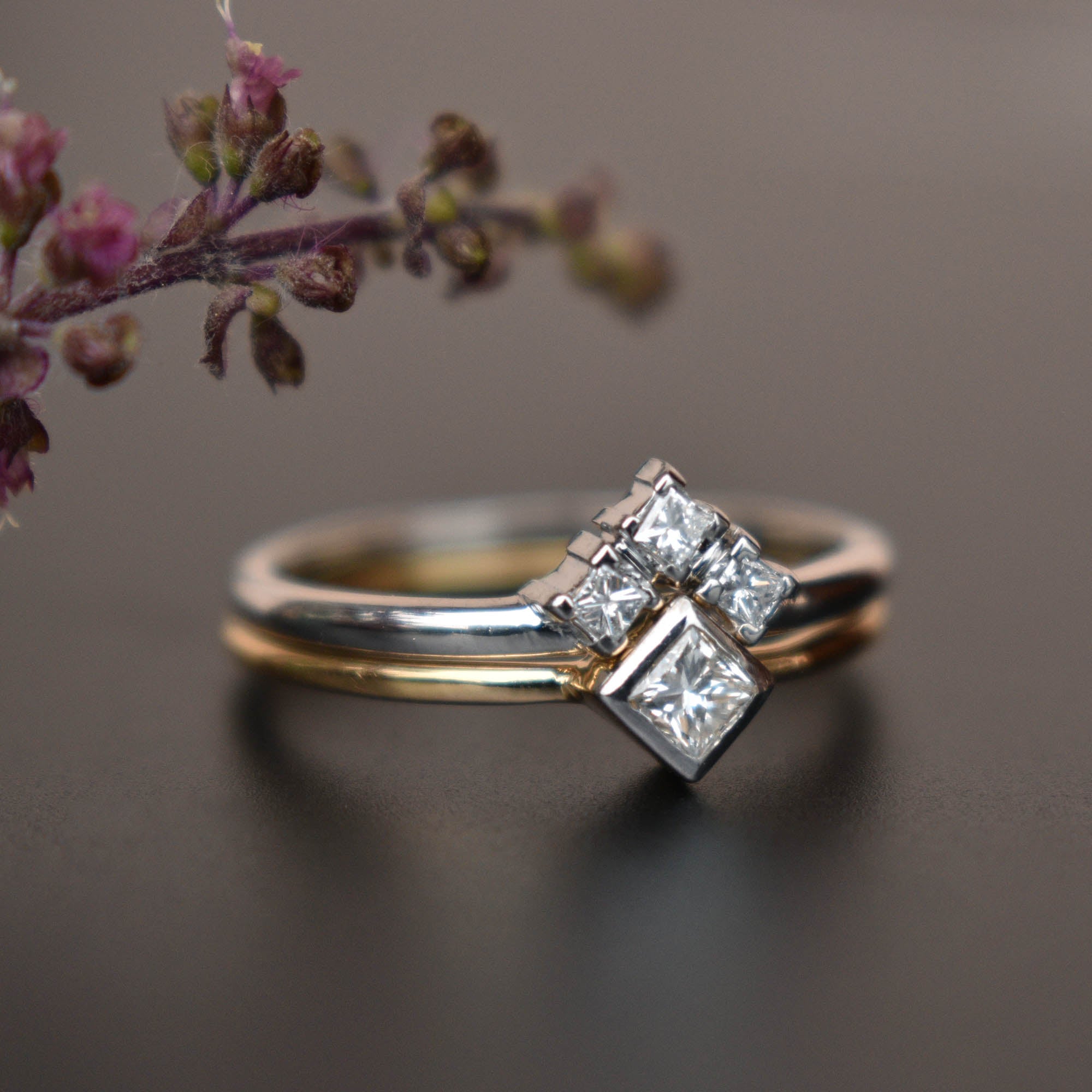 Princess Diamond Engagement & Wedding Ring Set