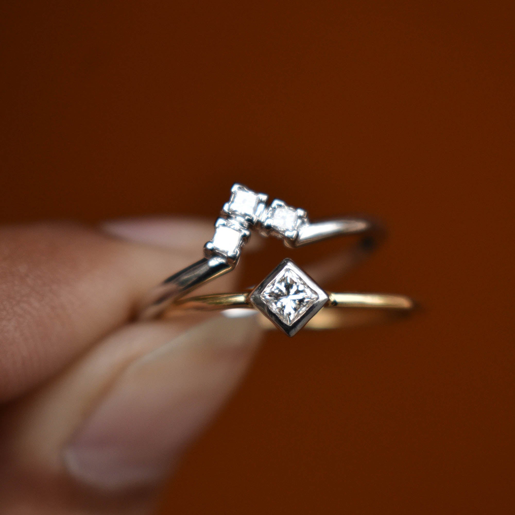 Princess Diamond Engagement & Wedding Ring Set