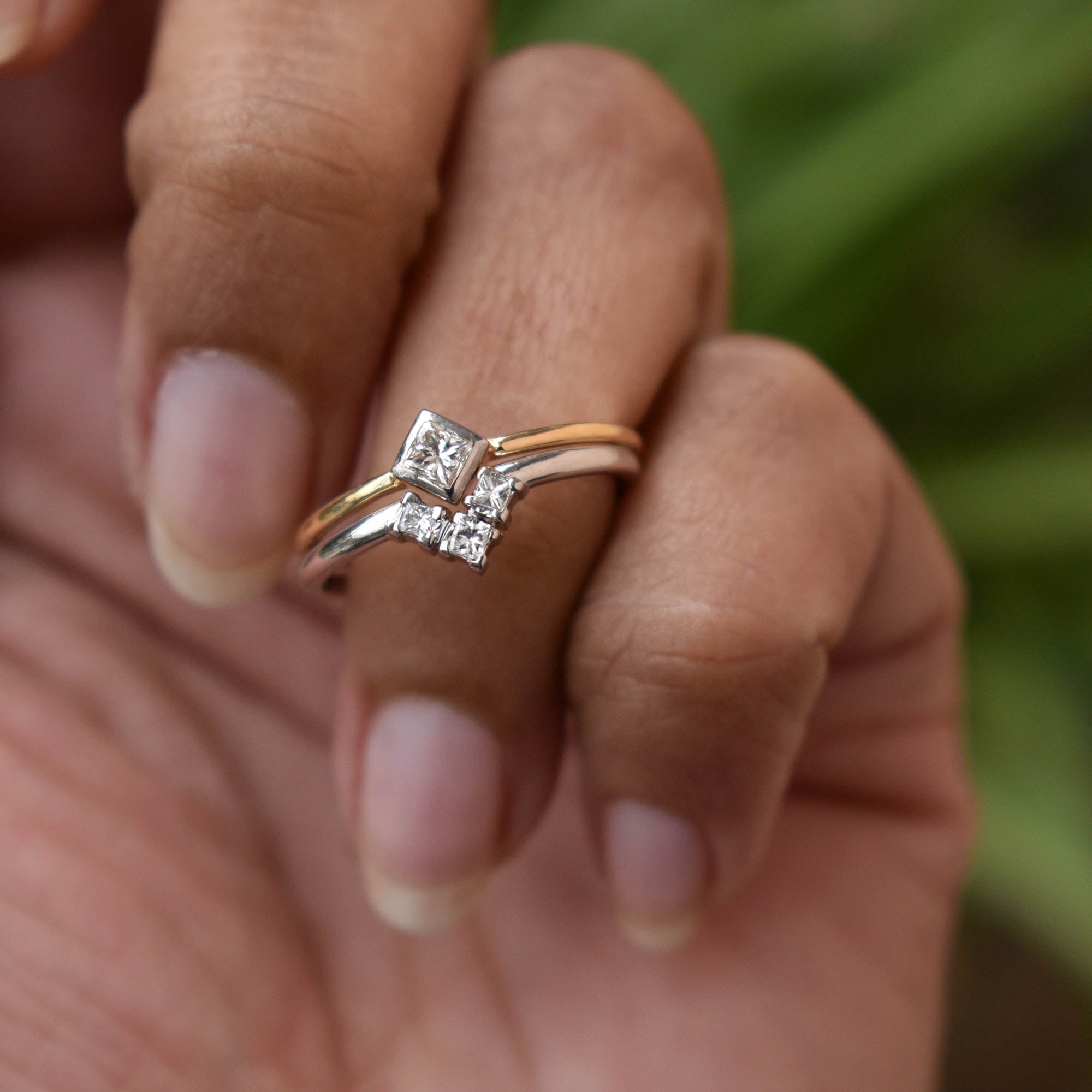 Princess Diamond Engagement & Wedding Ring Set
