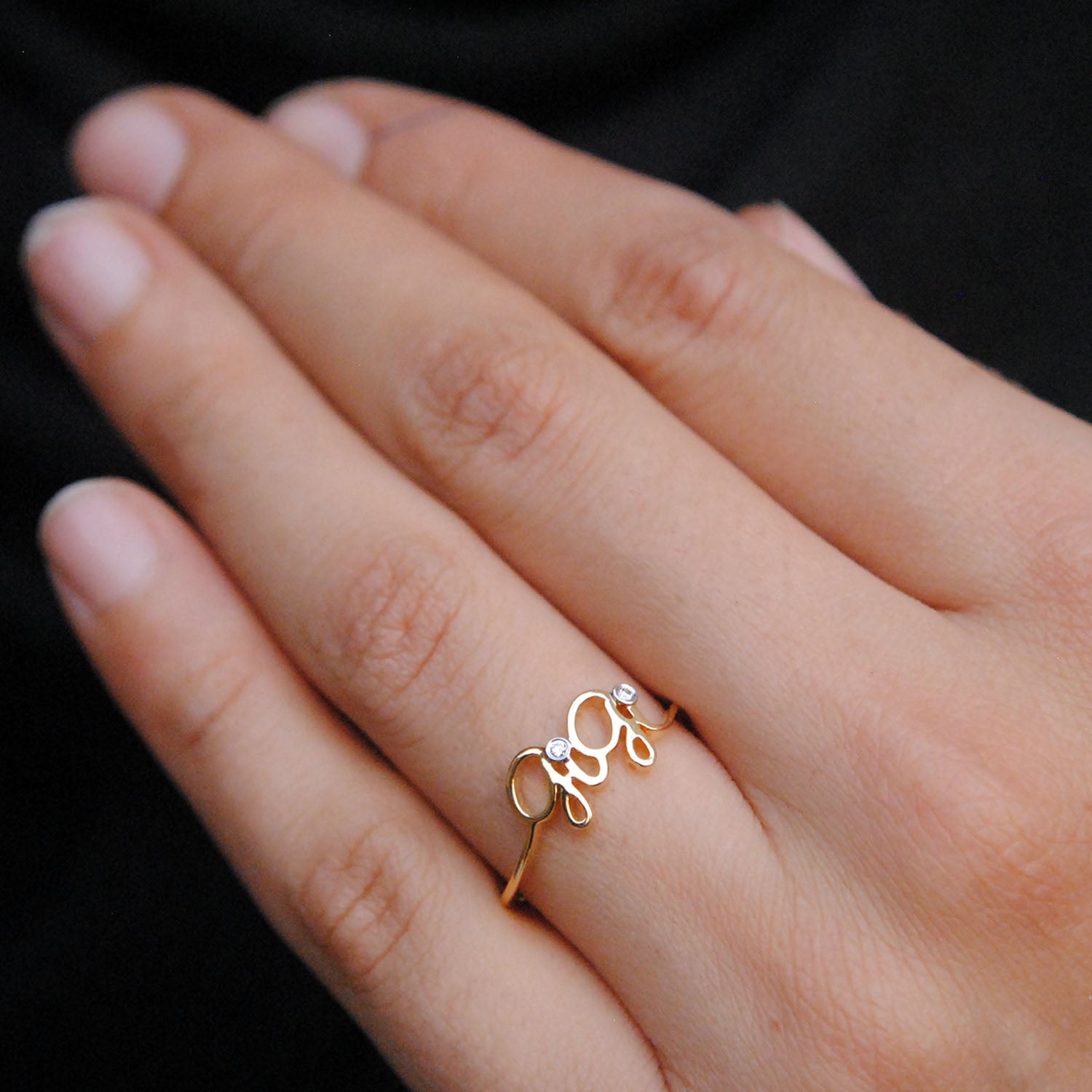 Custom Single Name Ring