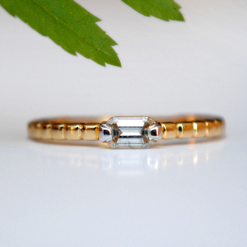 East West Emerald Cut Diamond Engagement Ring