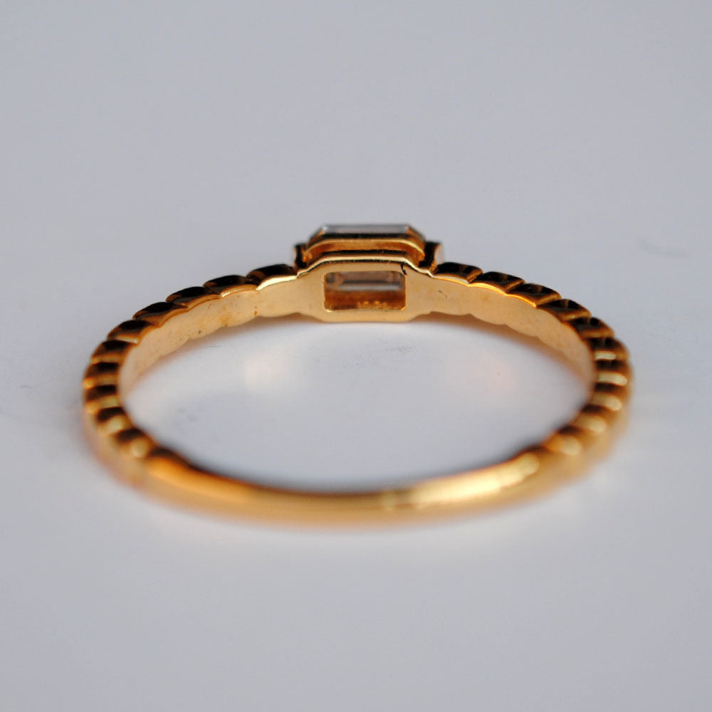East West Emerald Cut Diamond Engagement Ring