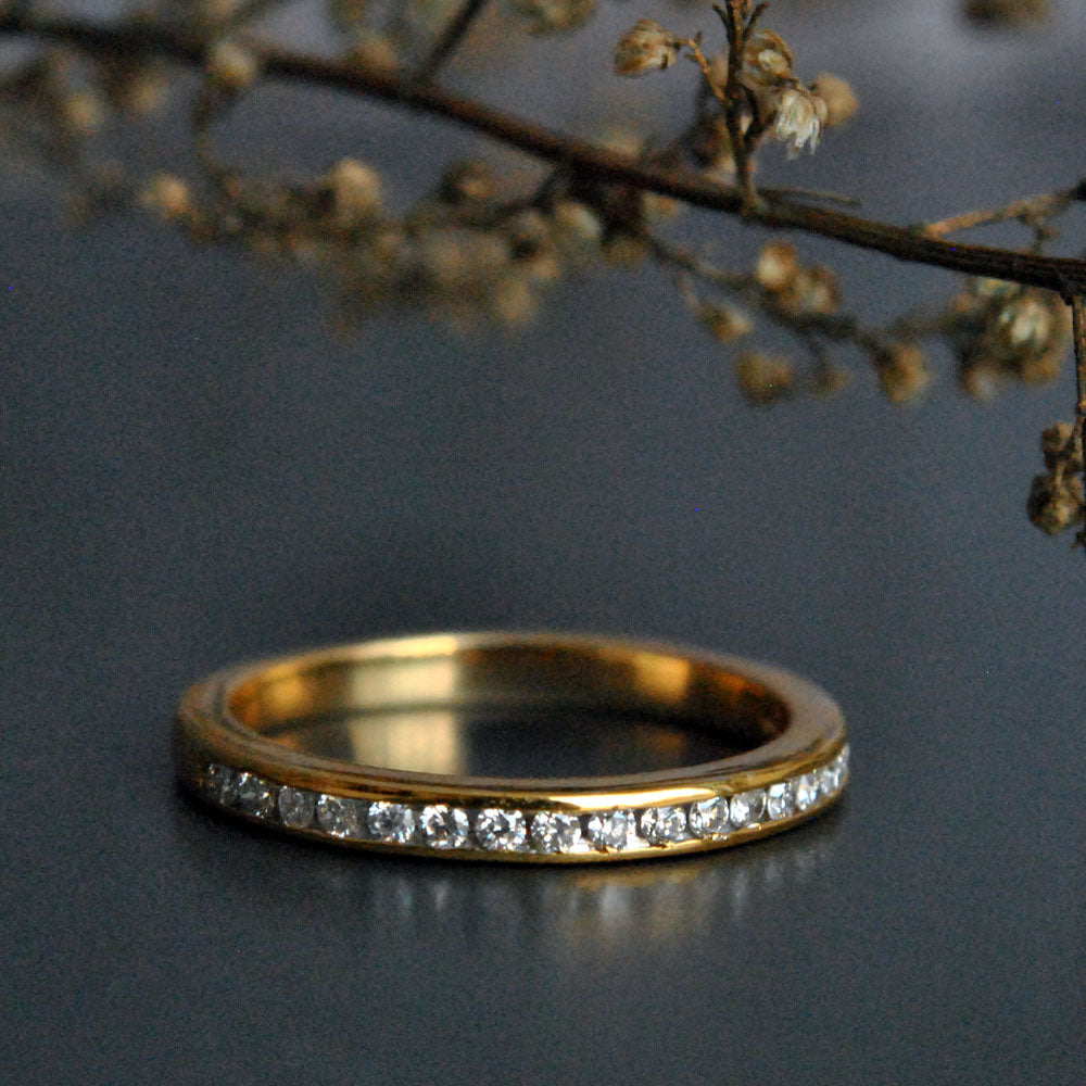 2mm Channel Set Half Eternity Diamond Wedding Band