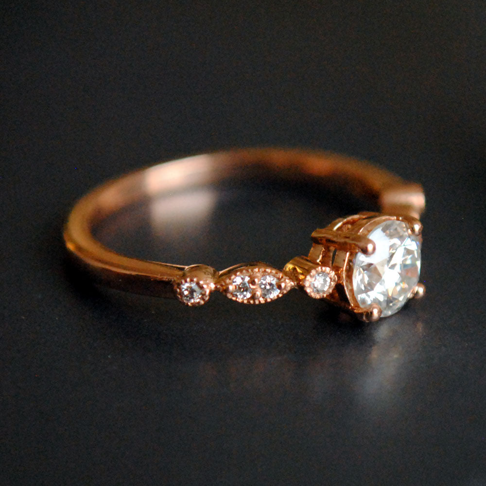 Half Carat Solitaire Diamond Engagement Ring with Diamond Studded Band