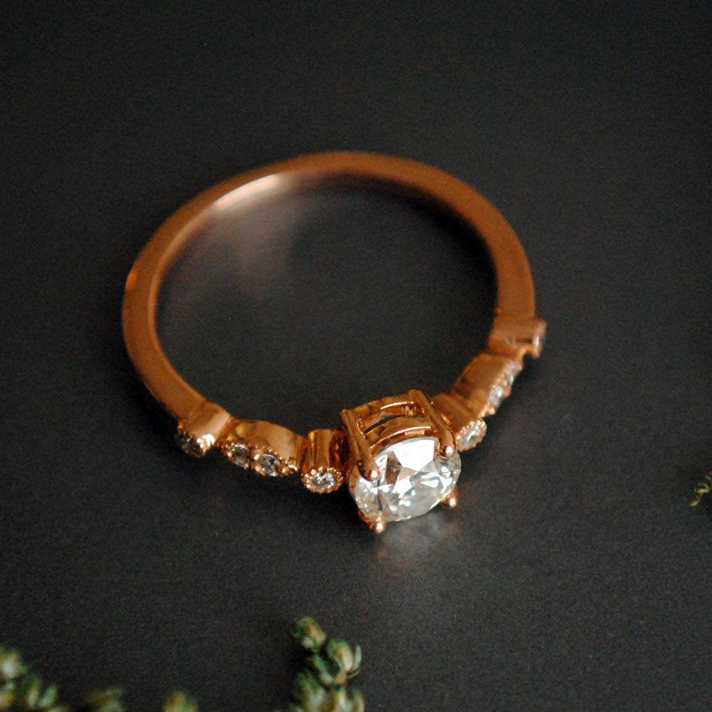 Half Carat Solitaire Diamond Engagement Ring with Diamond Studded Band