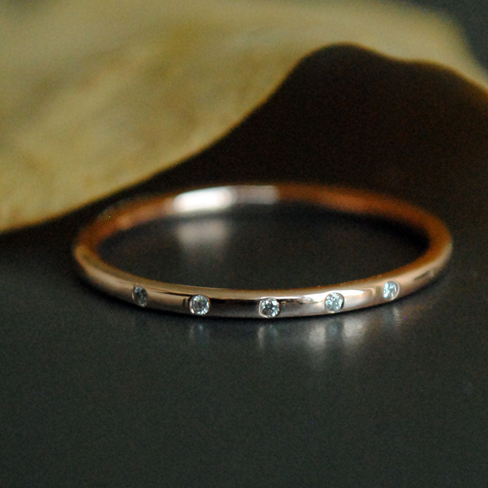 1mm Flush Set 5 Diamond Band-Abhika Jewels