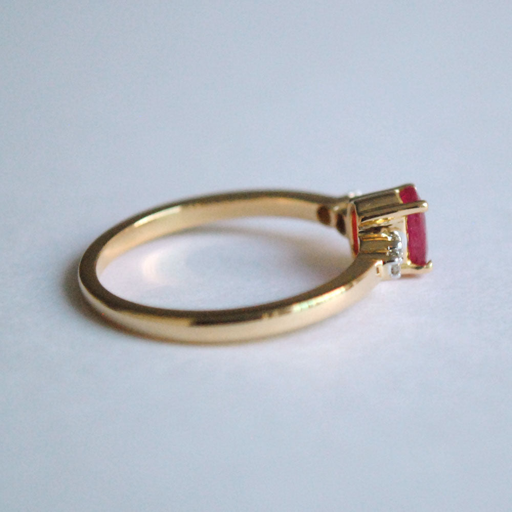 Classic Ruby and Diamond Five Stone Ring in Solid Gold