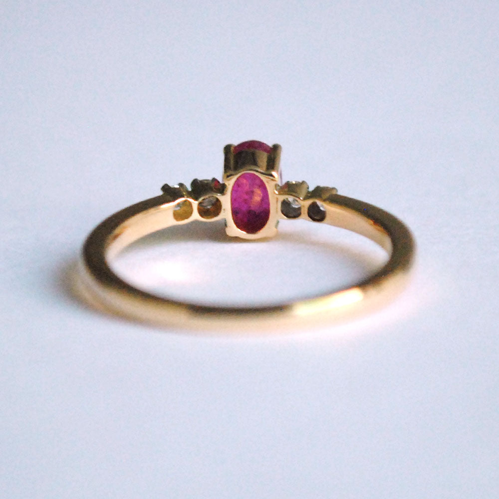 Classic Ruby and Diamond Five Stone Ring in Solid Gold