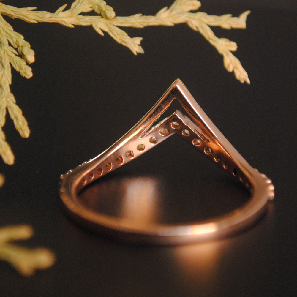 Studded band with Gold V Chevron Stackable Ring