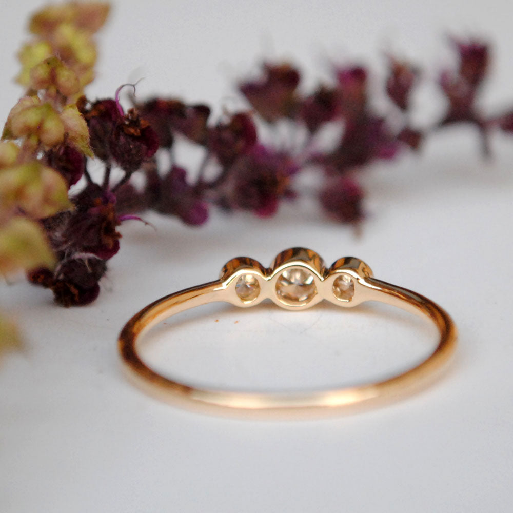 Three Stone Bezel Set Diamond Ring