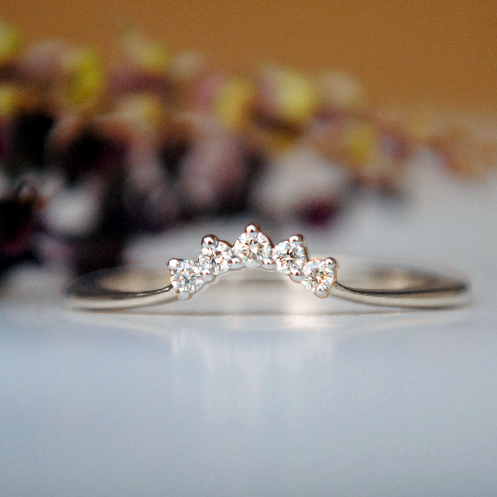 Curved Diamond Wedding and Stack Ring