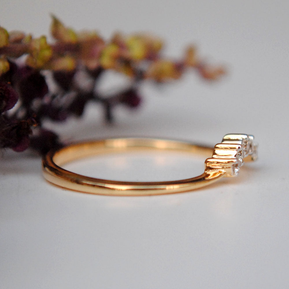 Curved Diamond Wedding and Stack Ring