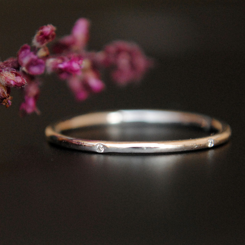1mm Dainty Flush Set Diamond 5 Diamond Eternity Ring