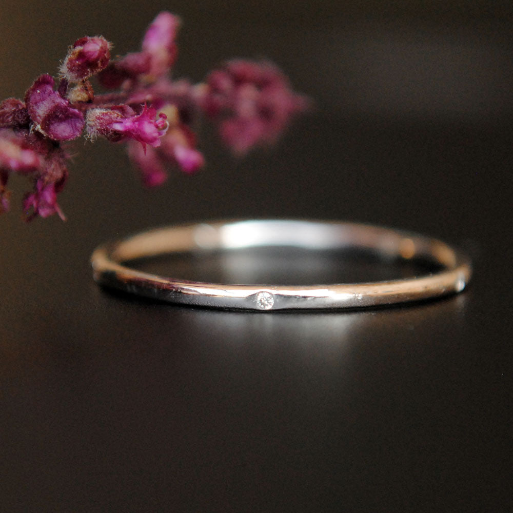 1mm Dainty Flush Set Diamond 5 Diamond Eternity Ring