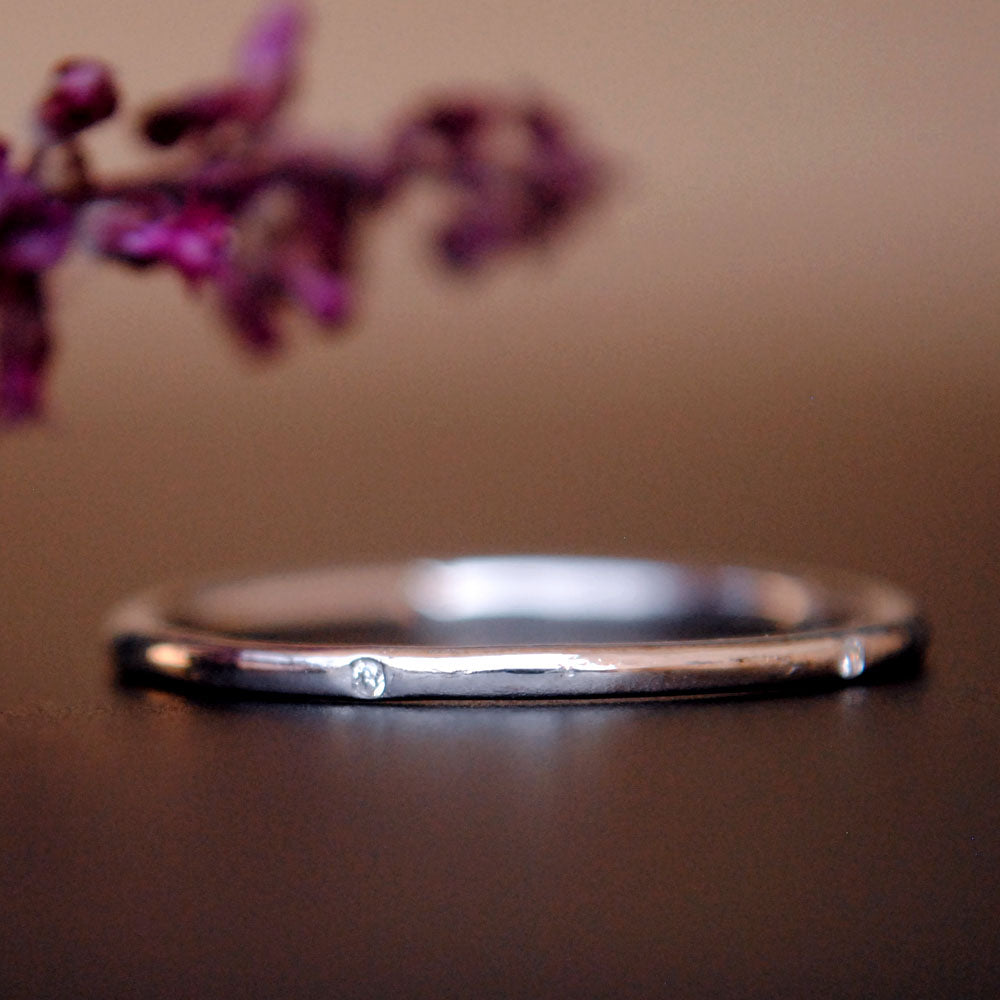 1mm Dainty Flush Set Diamond 5 Diamond Eternity Ring