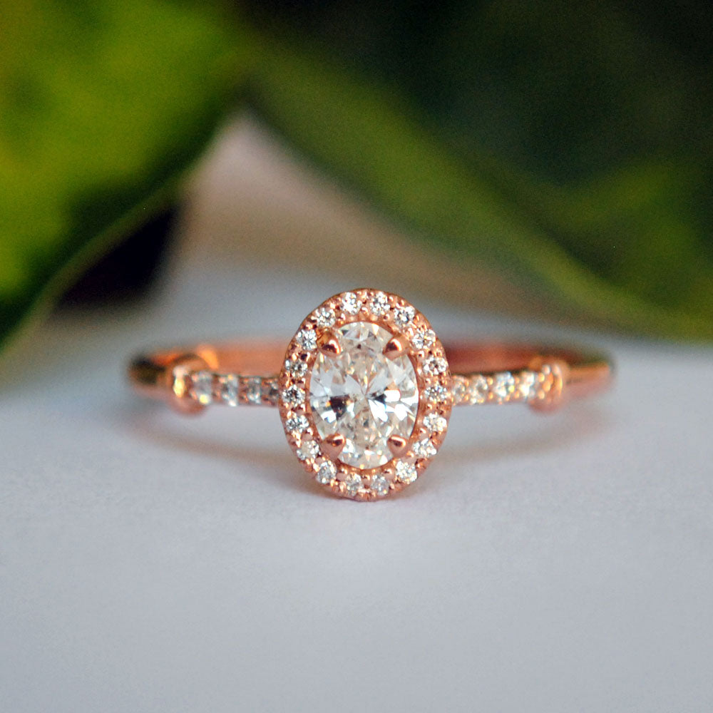 Oval Cut Diamond Engagement Ring with Diamond Halo