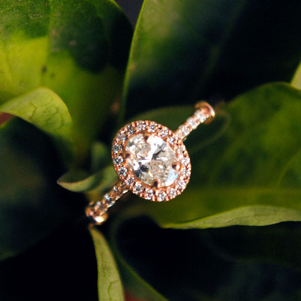 Oval Cut Diamond Engagement Ring with Diamond Halo
