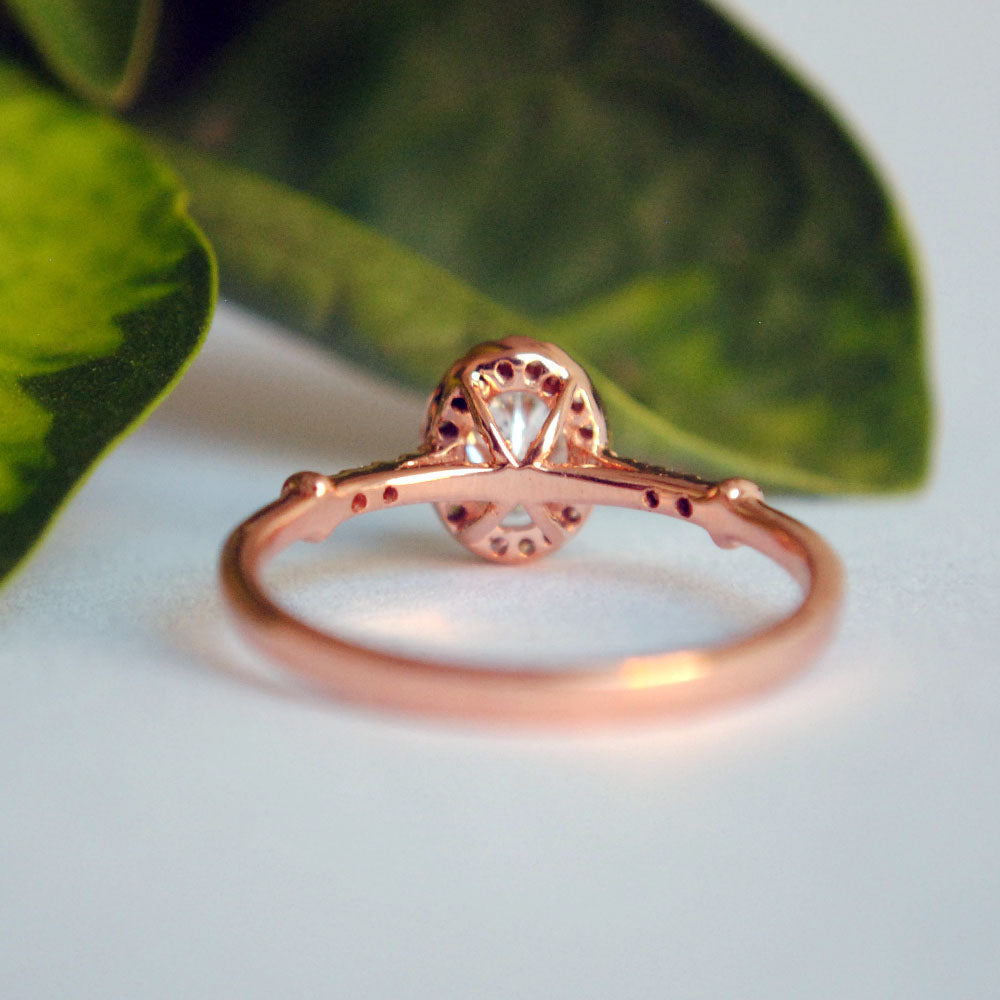 Oval Cut Diamond Engagement Ring with Diamond Halo