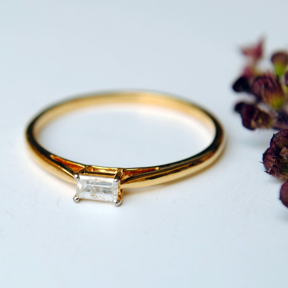 East West Baguette Small Diamond Ring