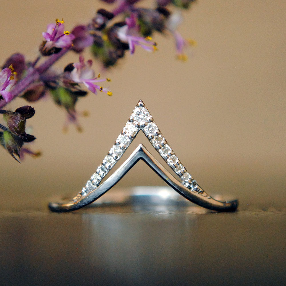 Stackable Double Deep Chevron Diamond Ring