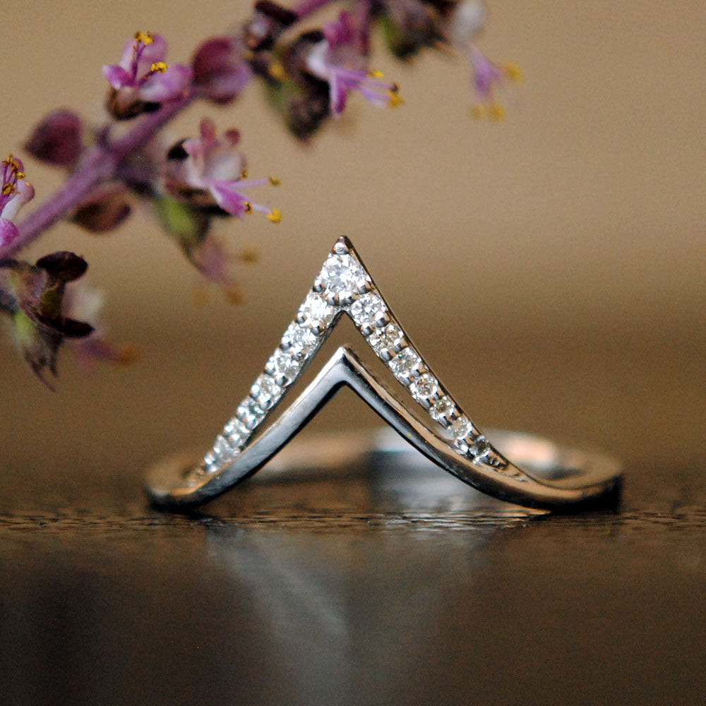 Stackable Double Deep Chevron Diamond Ring