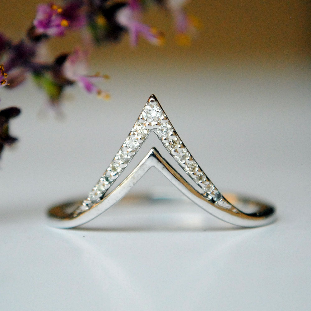 Stackable Double Deep Chevron Diamond Ring