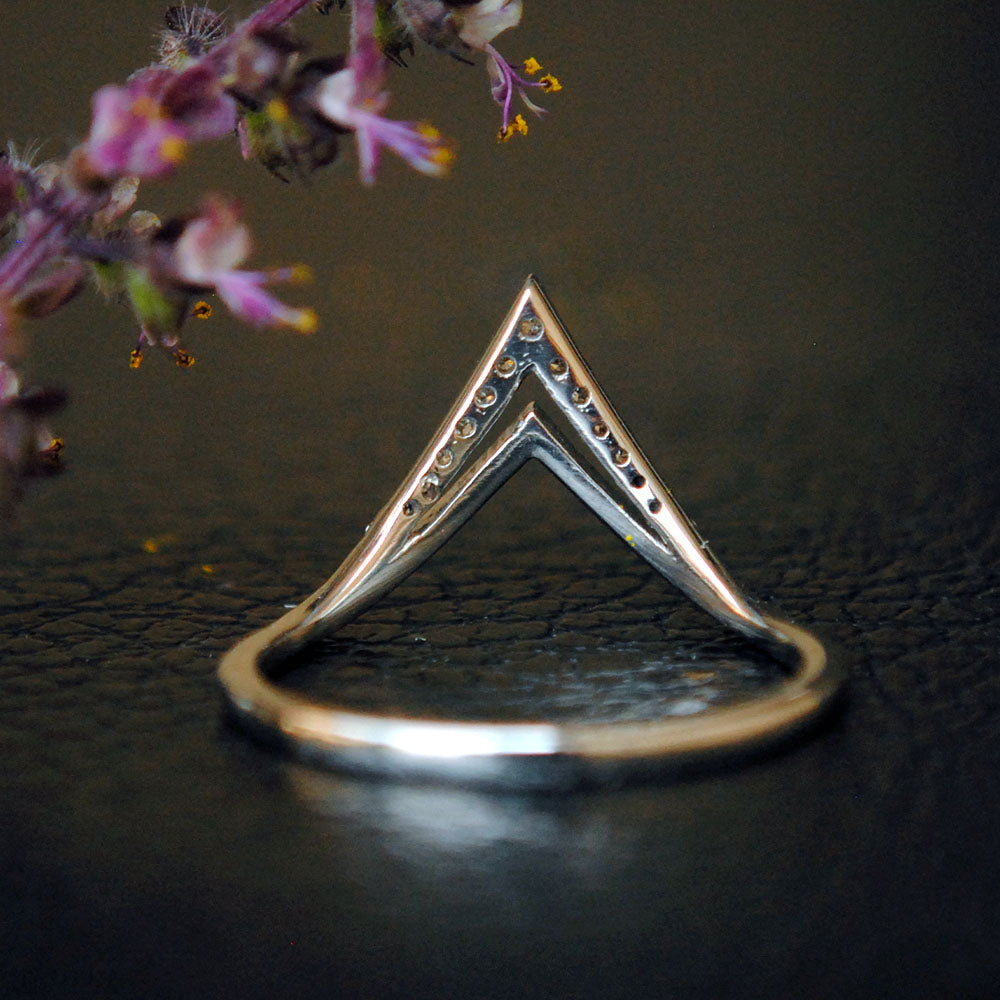Stackable Double Deep Chevron Diamond Ring