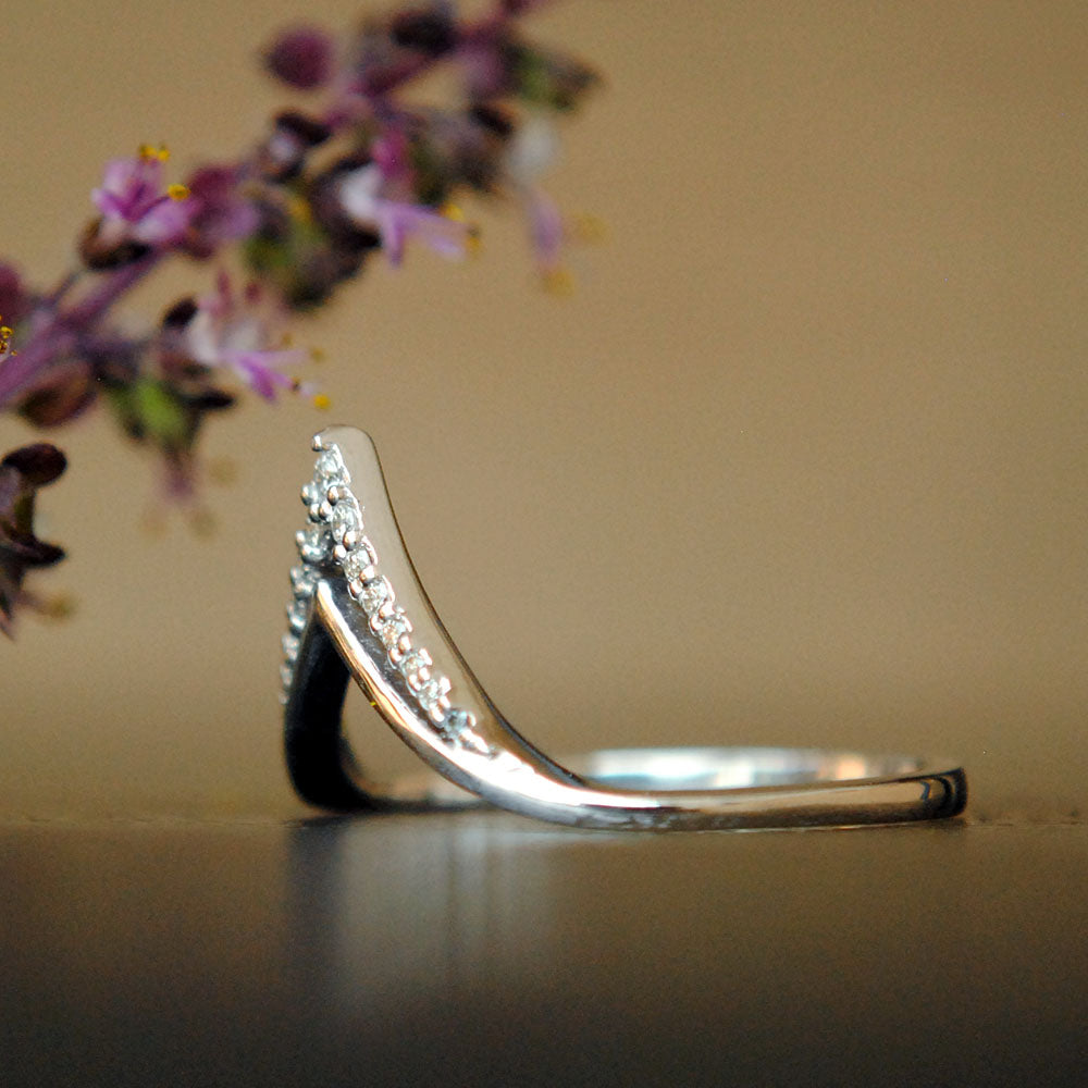 Stackable Double Deep Chevron Diamond Ring