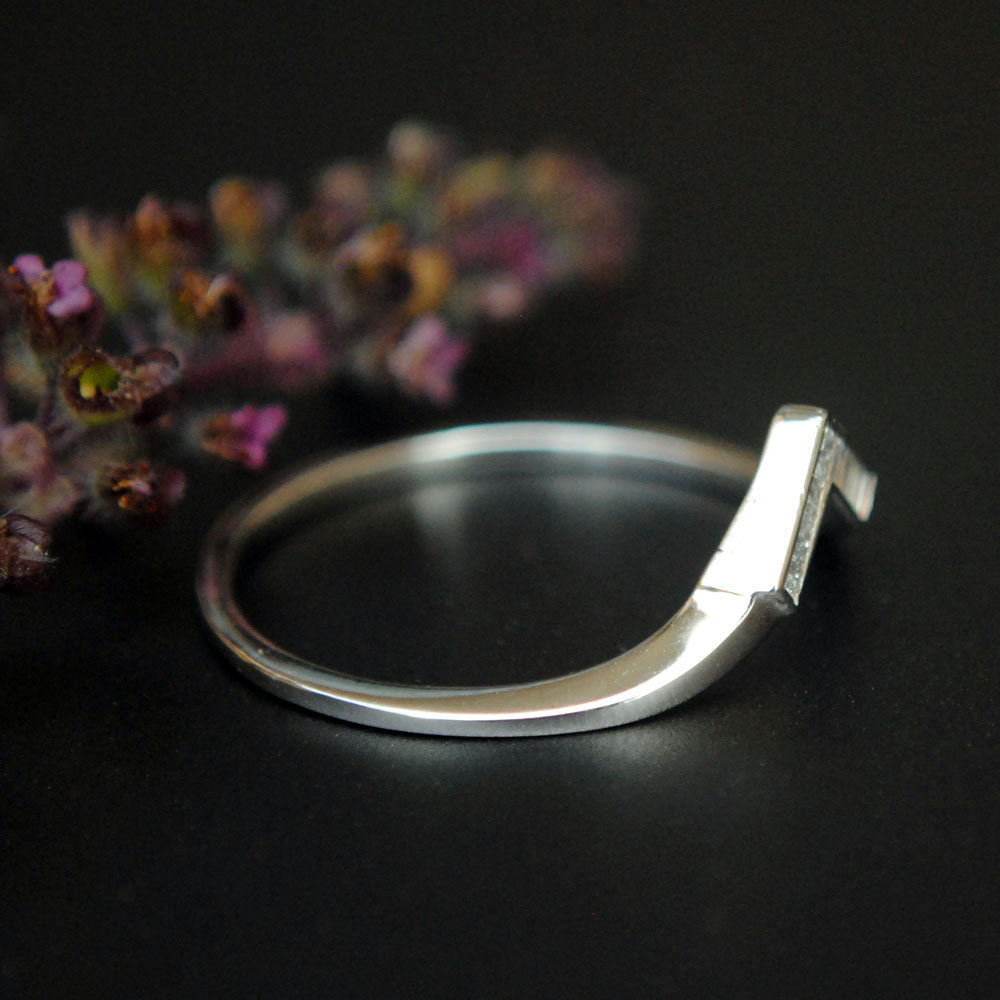 Channel Set Baguette and Princess Diamond Art Deco V Ring