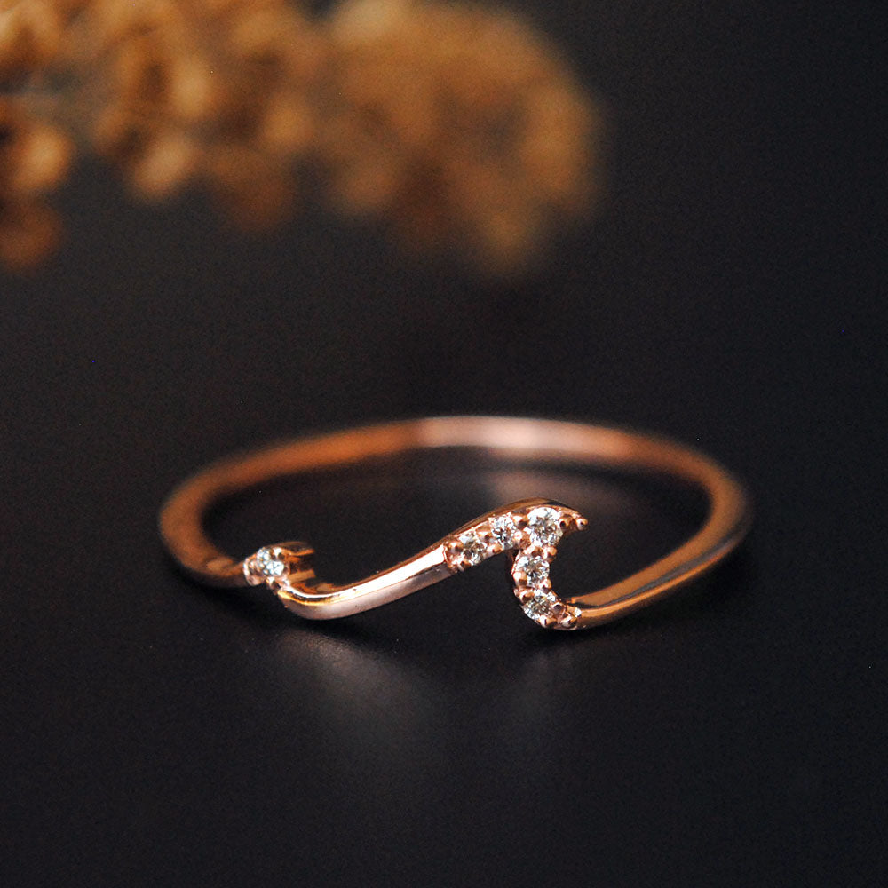 Dainty Diamond Wave Stack Ring