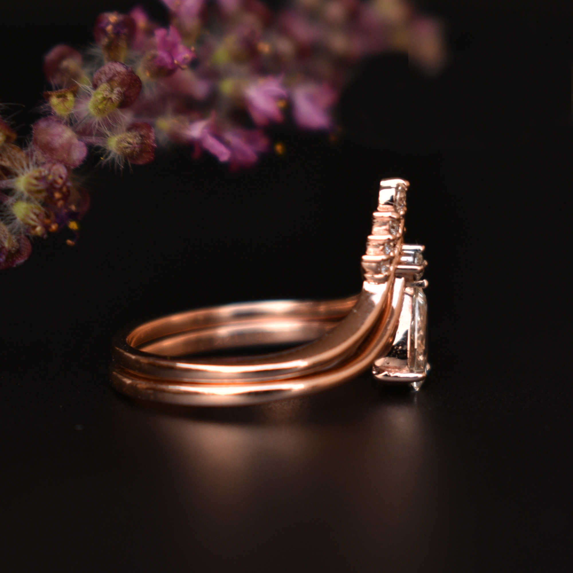 Pear Diamond Engagement and Wedding Ring Set