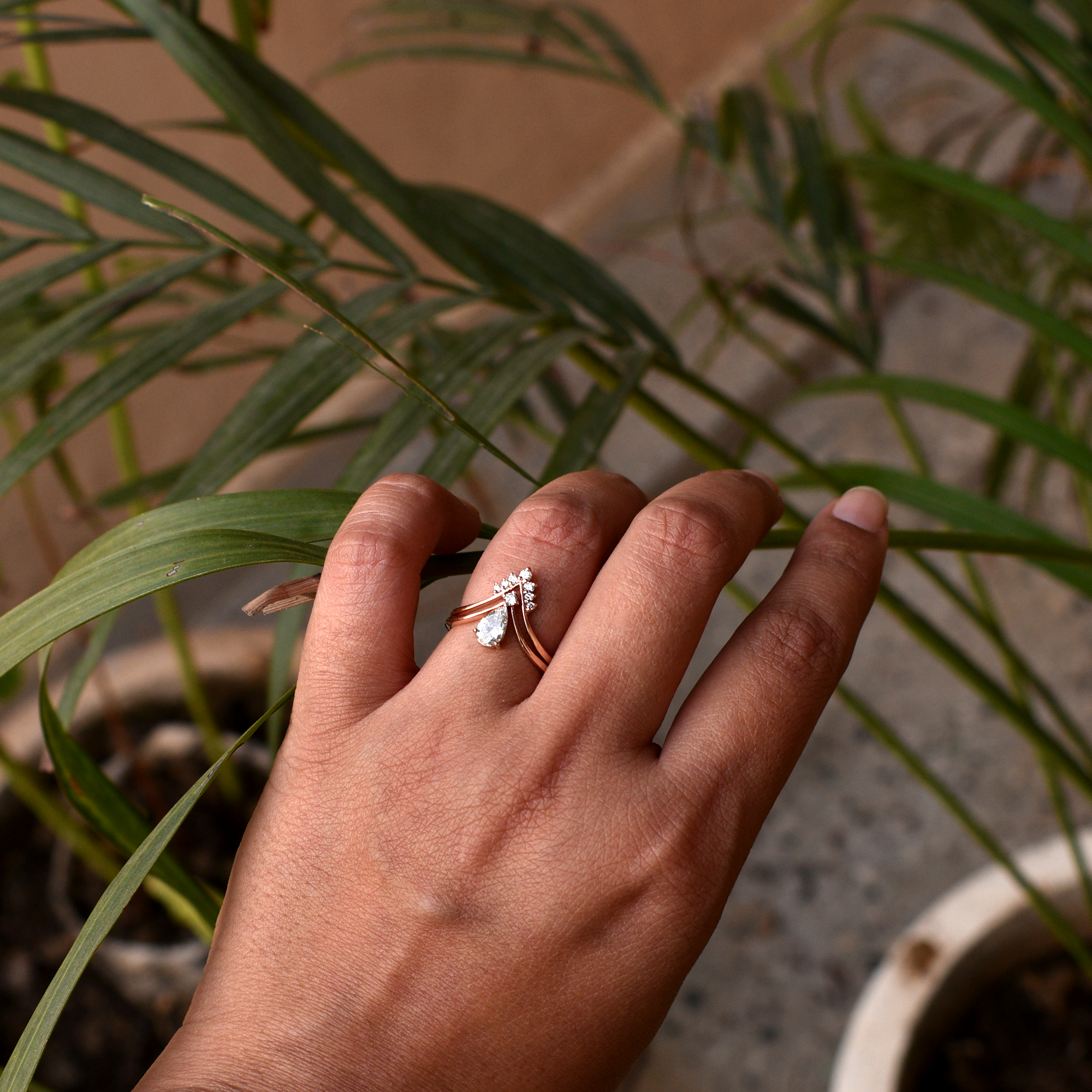 Pear Diamond Engagement and Wedding Ring Set
