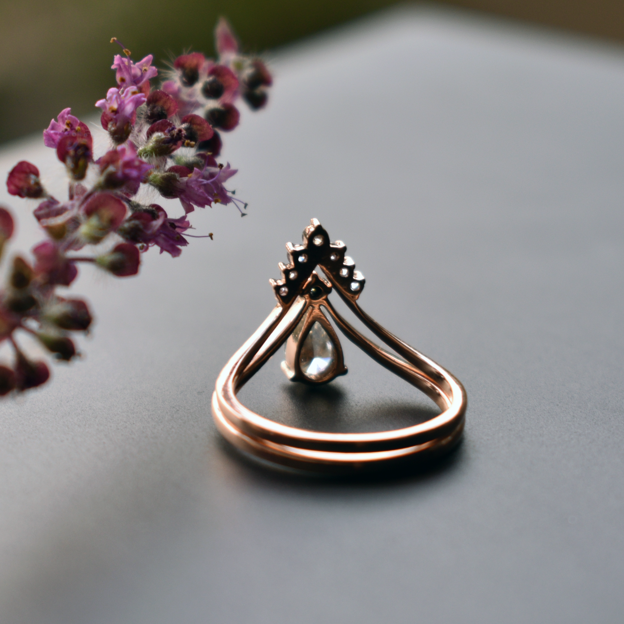 Pear Diamond Engagement and Wedding Ring Set