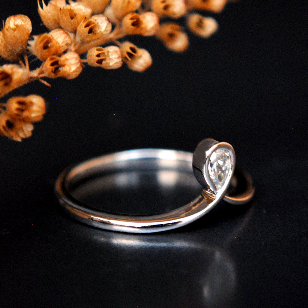 Teardrop Diamond Bezel Set Loop Engagement Ring