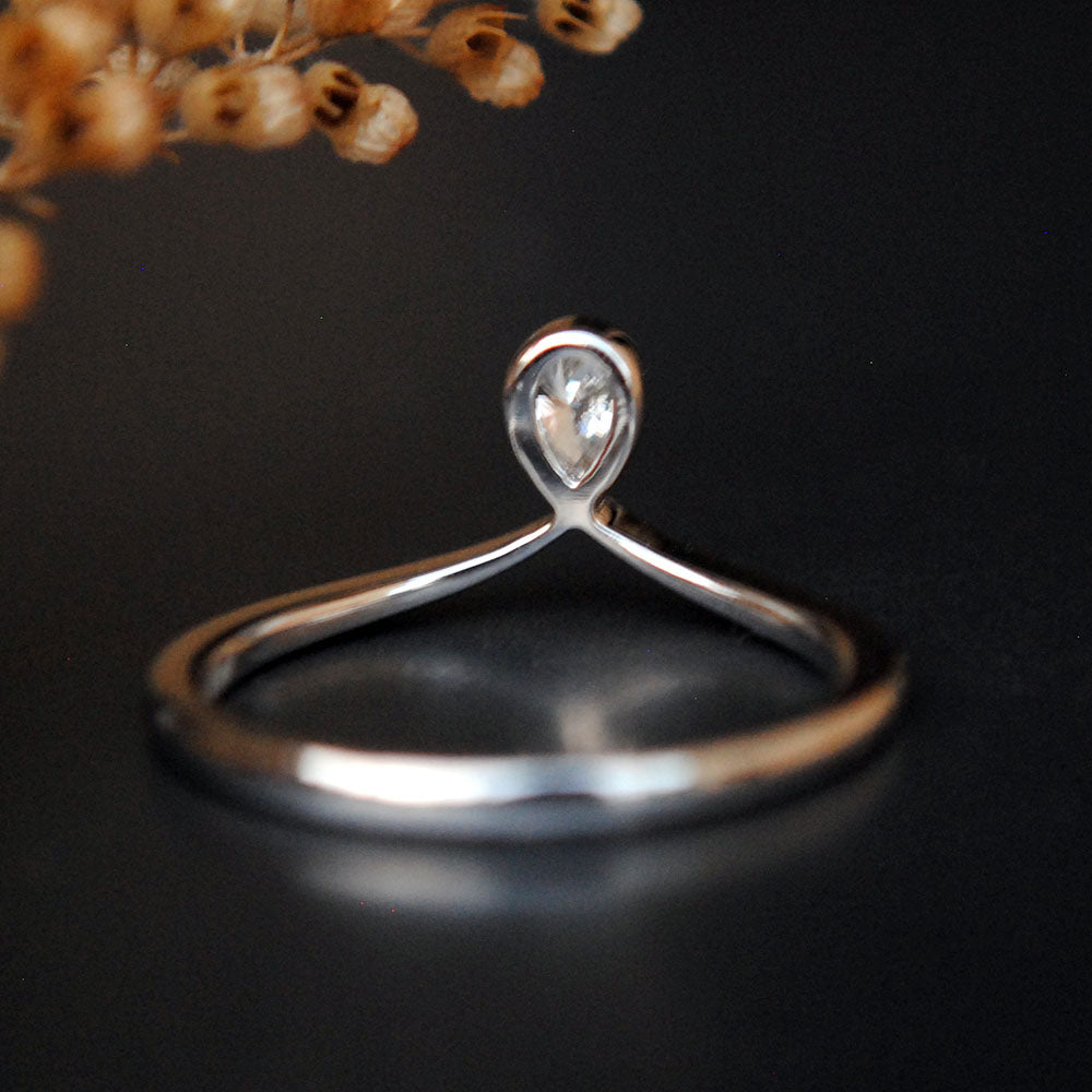 Teardrop Diamond Bezel Set Loop Engagement Ring