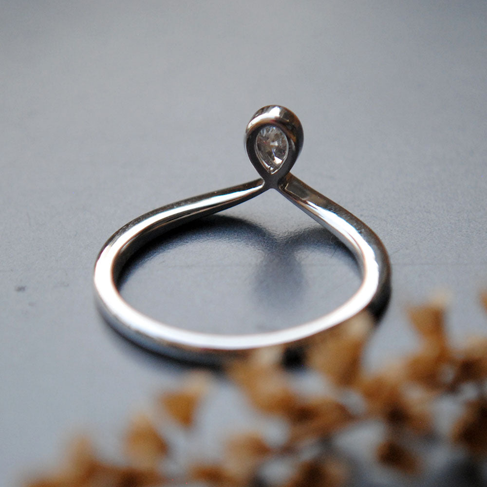 Teardrop Diamond Bezel Set Loop Engagement Ring