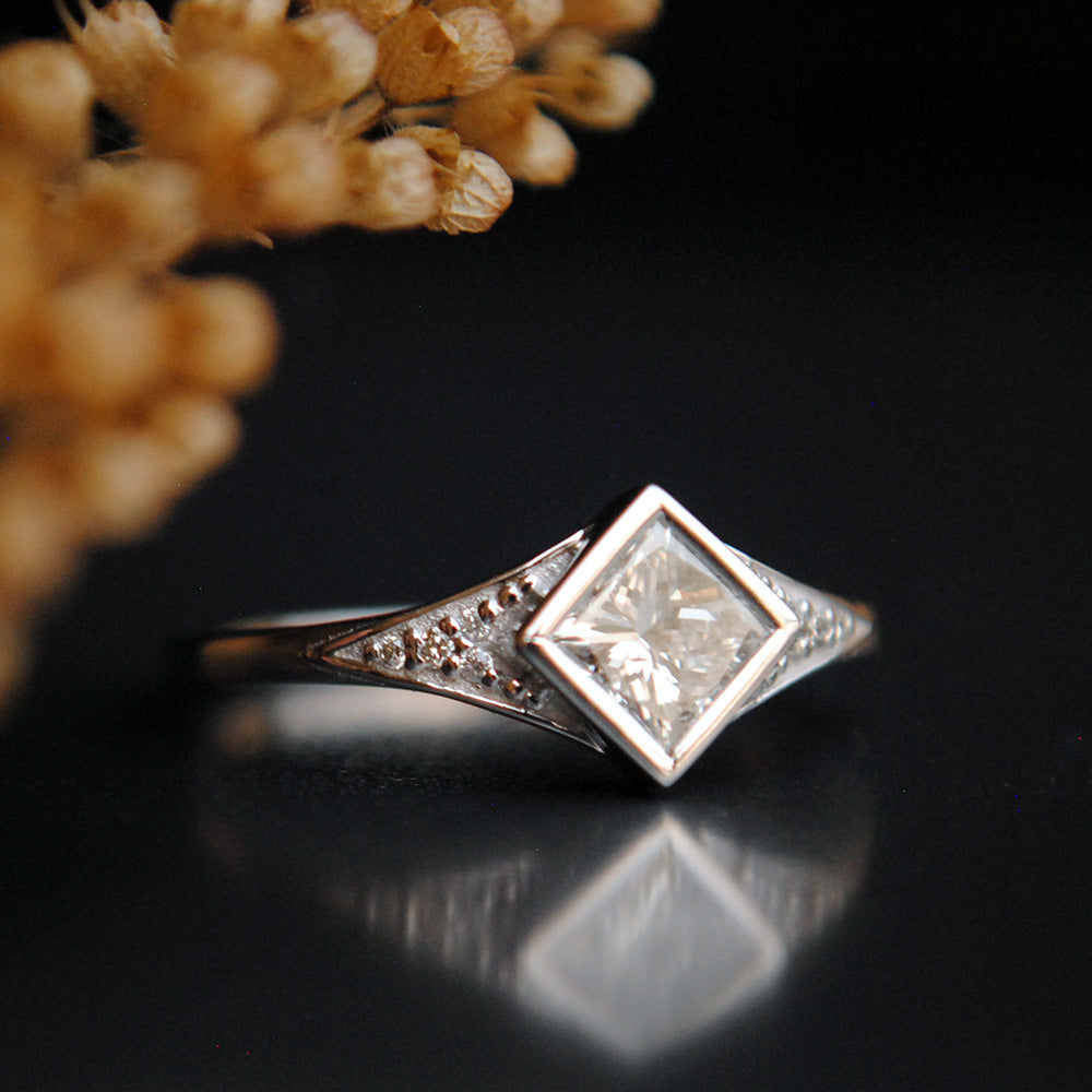 Half Carat Princess Diamond Ring with tapered band
