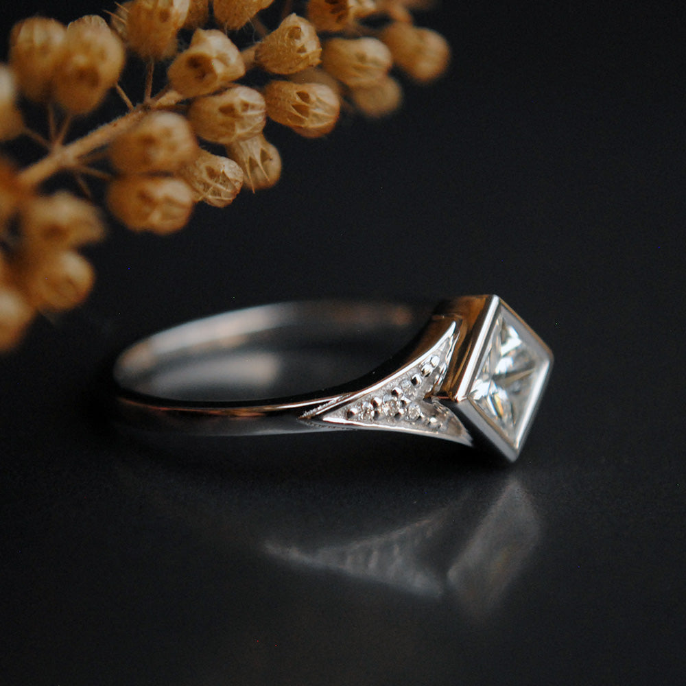 Half Carat Princess Diamond Ring with tapered band