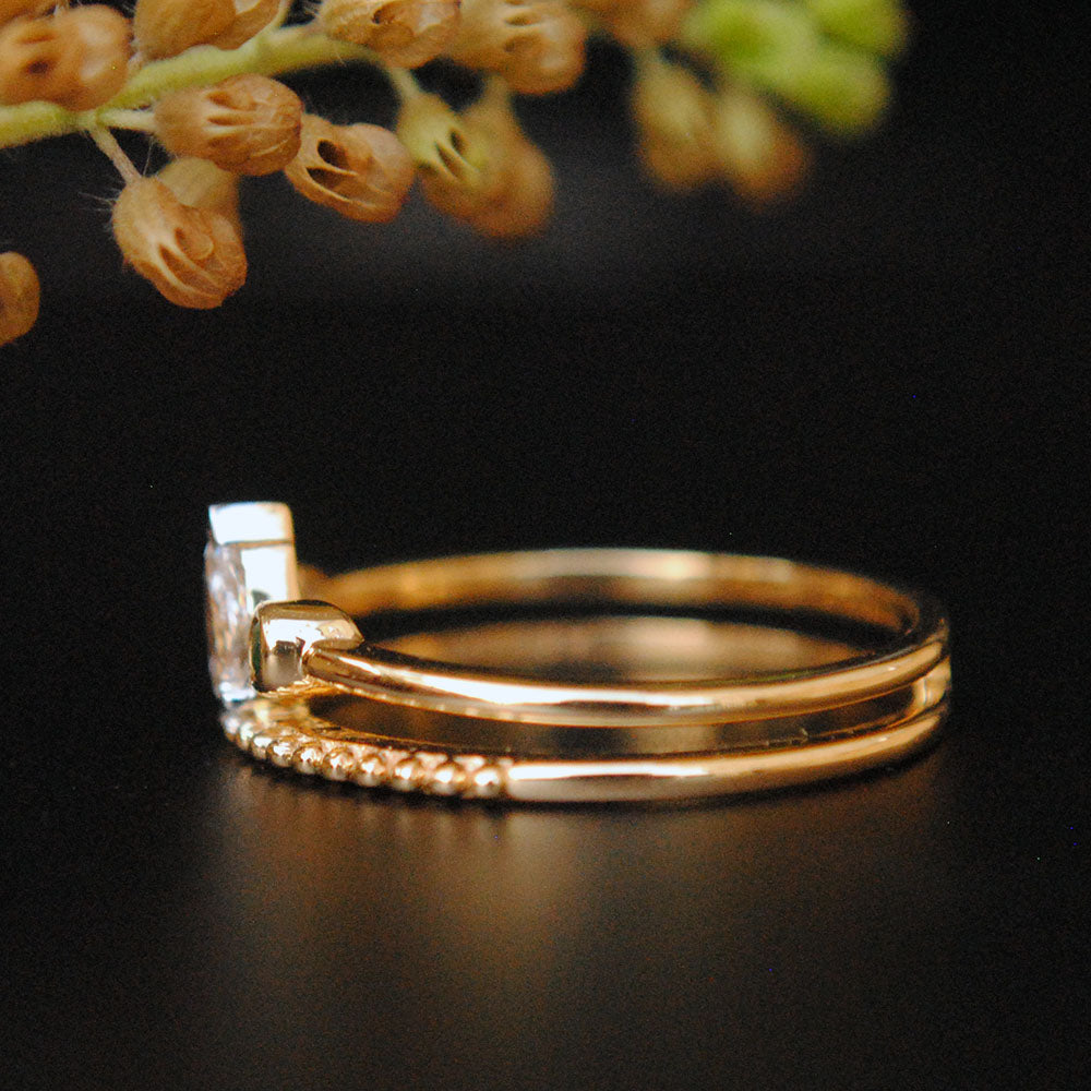 Pear Diamond and Emerald Bridal Engagement Set