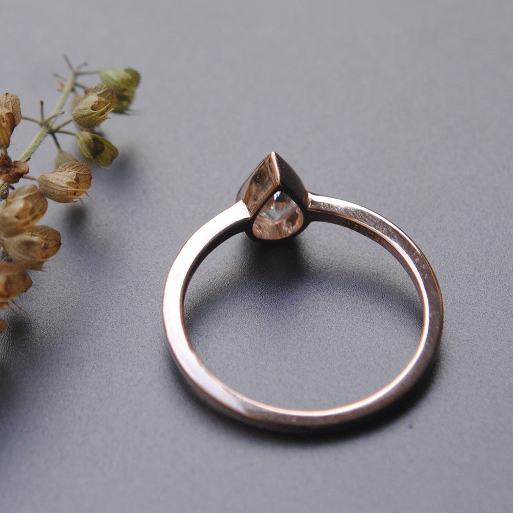 Half Carat Bezel Set Pear Diamond Ring