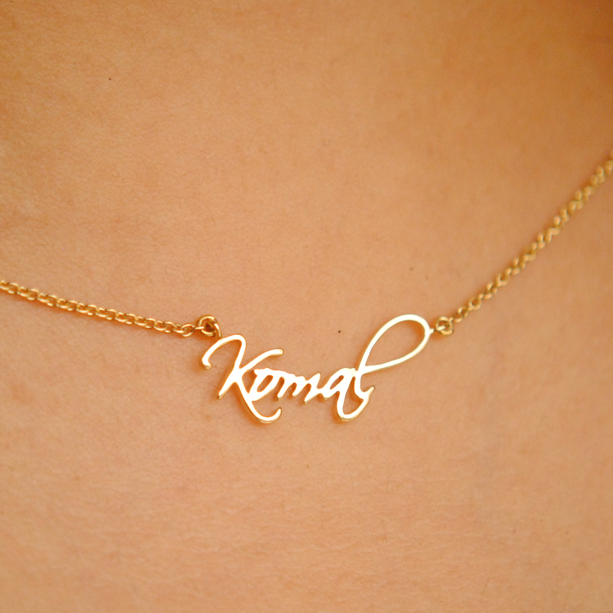 14K Solid Gold Personalized Name/Signature Necklace
