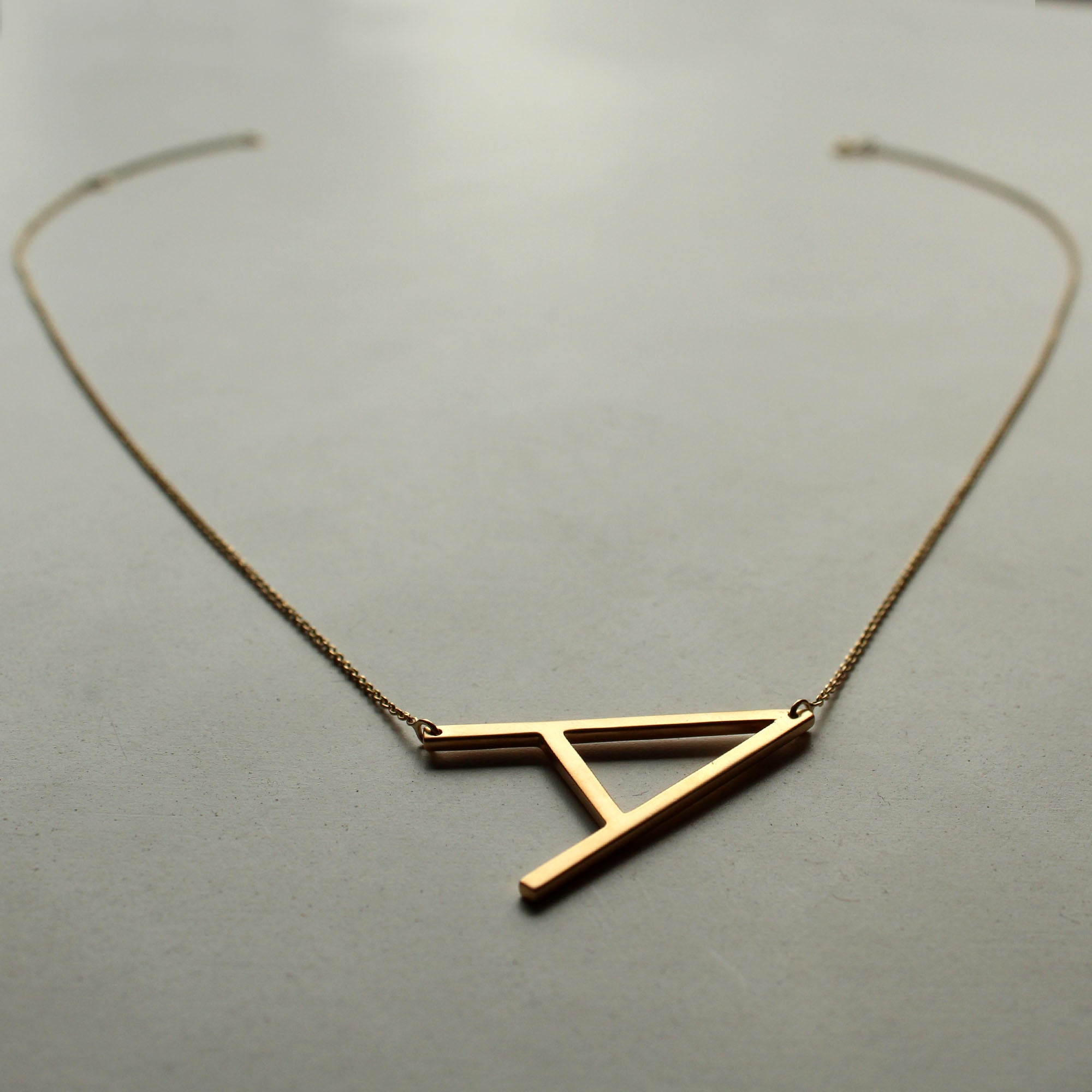 14K Solid Gold Alexis Rose Initial Necklace, Customized Big Initial on Dainty Cable Chain Necklace