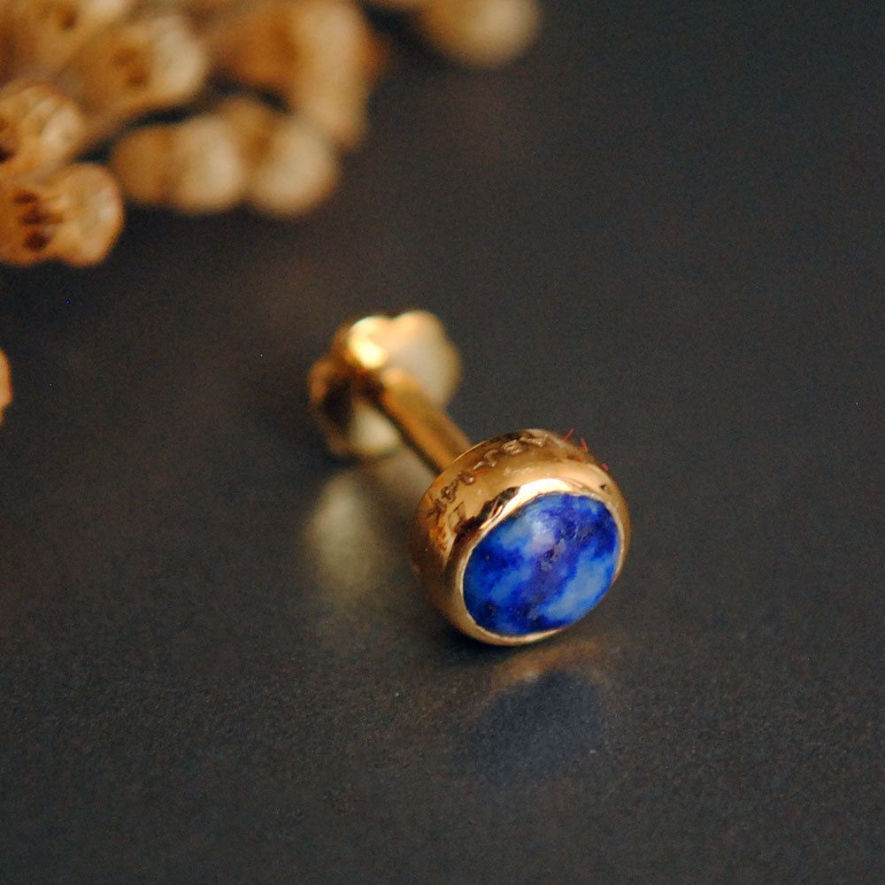 3mm 4mm Lapis Lazuli Bezel Stud