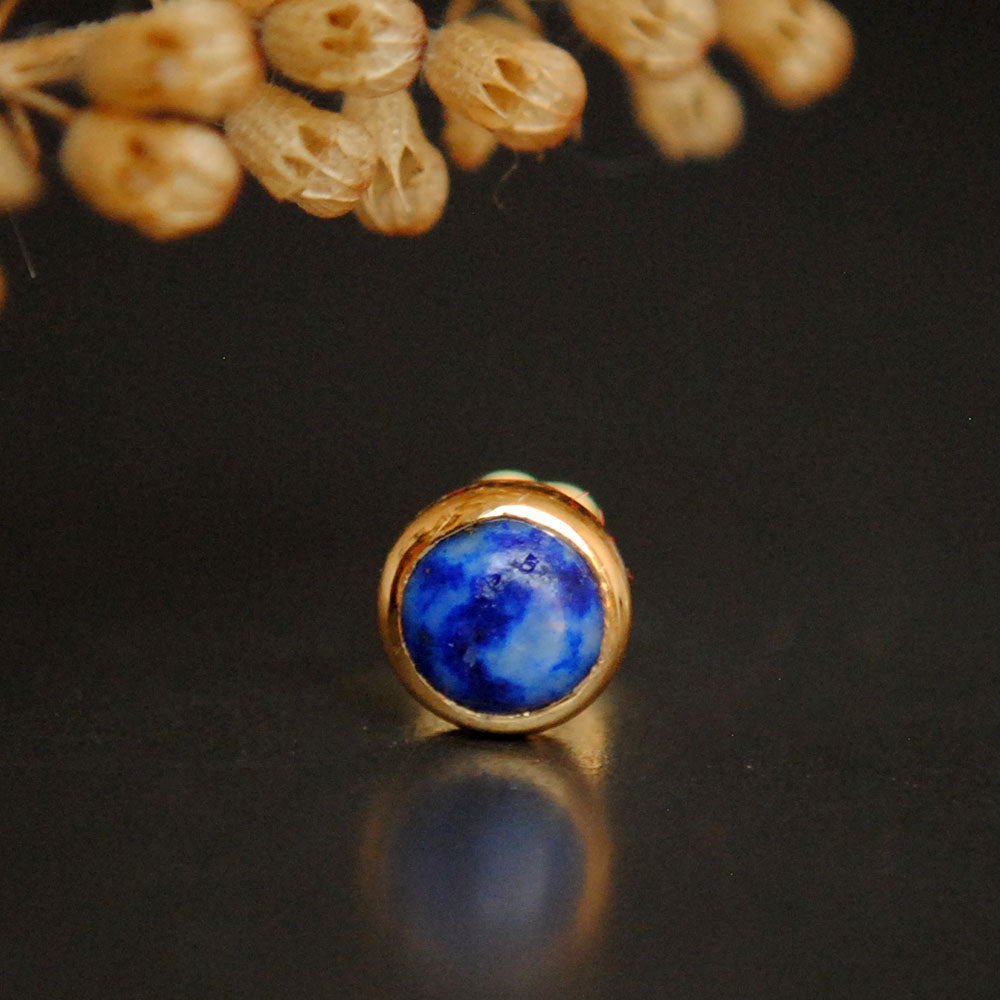3mm 4mm Lapis Lazuli Bezel Stud
