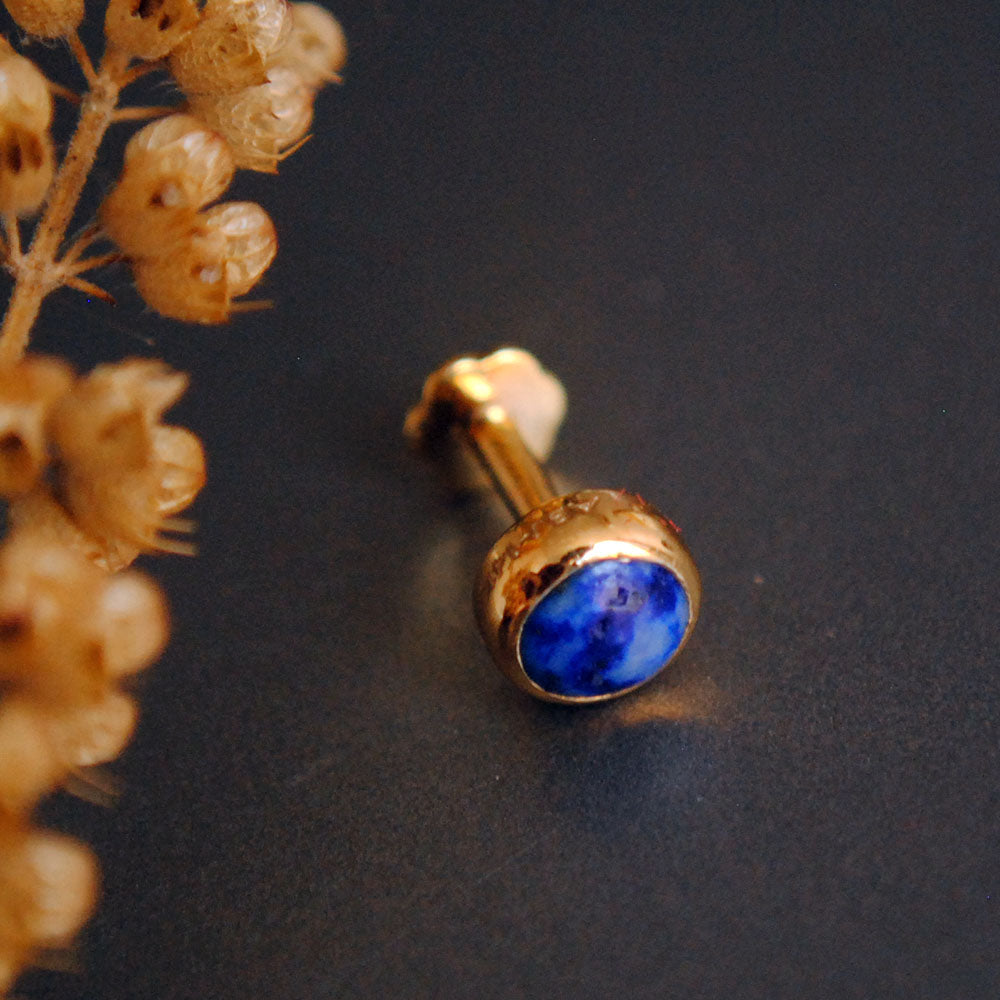 3mm 4mm Lapis Lazuli Bezel Stud