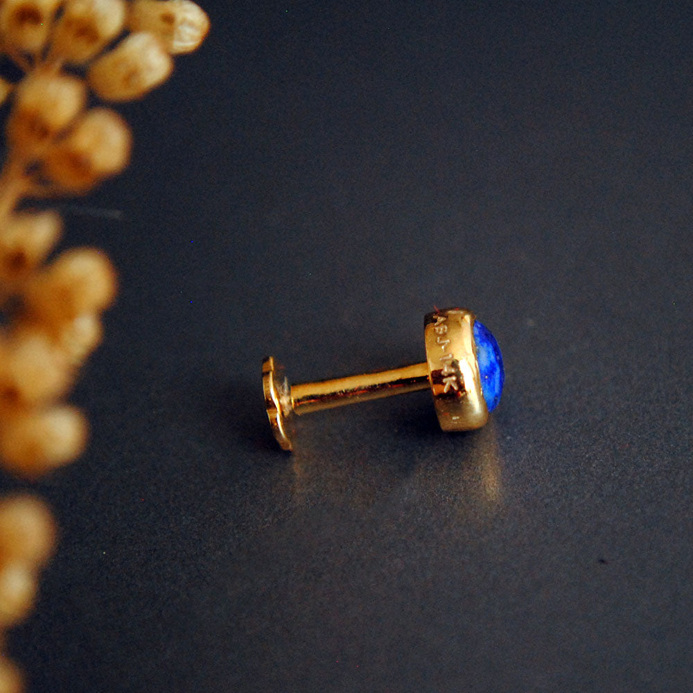 3mm 4mm Lapis Lazuli Bezel Stud
